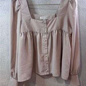 She + Sky Light Tan Blouse